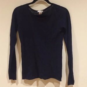 Navy Lightweight Club Monaco Sheer Crewneck Sweater [Extra Small / XS]